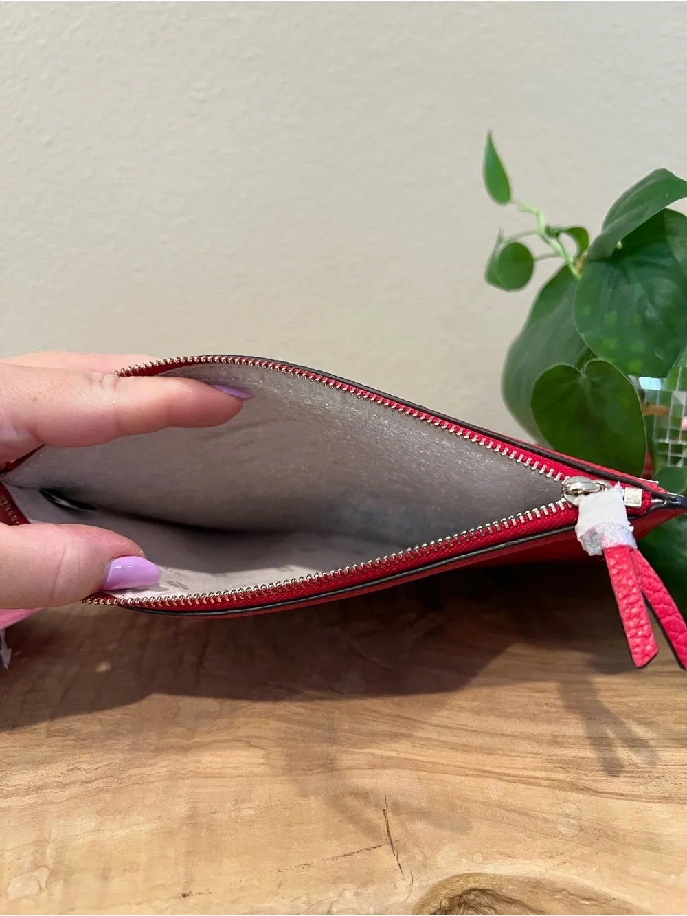 Kate Spade Pebbled Red Leather Wristlet with Strap